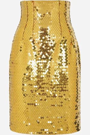 Dolce & Gabbana Falda Midi Talle Alto De Lentejuelas - Mujer Faldas 40
