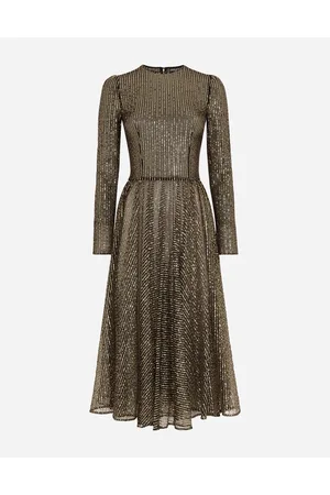 Dolce & Gabbana Vestido Midi Manga Larga De Lentejuelas - Mujer Vestidos 50
