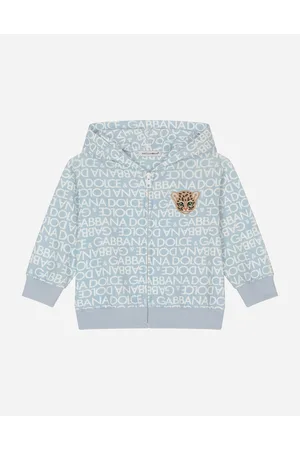 Dolce & Gabbana Sudadera Con Capucha De Punto Con Estampado Logomania Y Parche - Hombre Partes De Arriba Azul Punto 3/6 Months