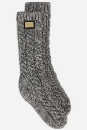Dolce & Gabbana Calcetines De Lana Con Placa Con Logotipo - Mujer Accesorios Tela S