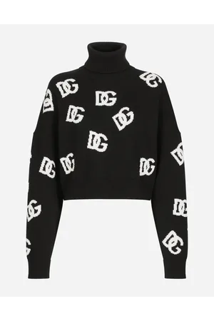 Dolce & Gabbana Jersey Corto De Lana Con Logotipo Dg En Intarsia - Mujer Prendas De Punto Multicolor 36