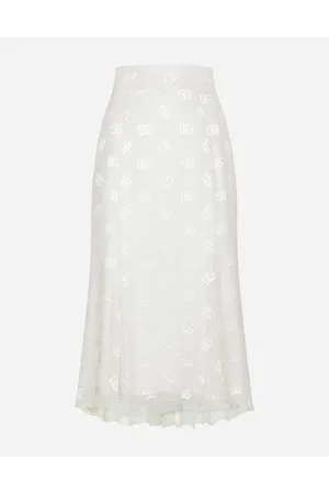 Dolce & Gabbana Falda De Godets De Seda Devoré Con Logotipo Dg - Mujer Faldas 38