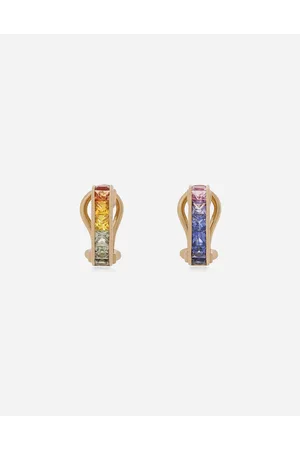Dolce & Gabbana Pendientes Rainbow En Oro Amarillo De 18 Kt Con Zafiros Multicolores Y Diamantes - Mujer Pendientes Onesize