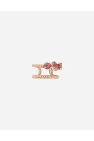 Dolce & Gabbana Pendiente Con Doble Earcuff En Oro De 18 Kt Con Turmalinas Rosa - Mujer Pendientes Dorado Onesize