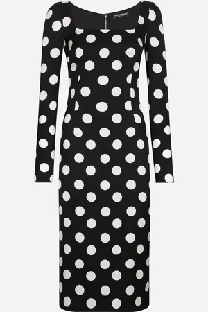 Dolce & Gabbana Vestido De Tubo De Charmeuse Con Estampado De Macropuntos - Mujer Vestidos 36