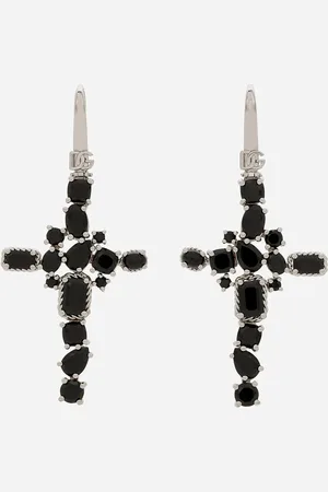 Dolce & Gabbana Pendientes Anna En Oro De 18 kt Con Espinelas Negras - Mujer Pendientes Dorado Onesize