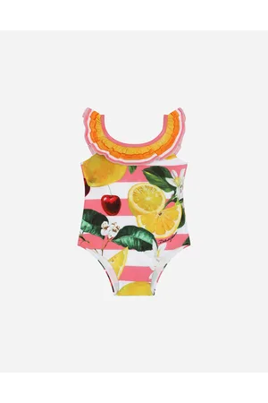 Dolce & Gabbana Bañador De Tejido Indesmallable Con Estampado De Limones Y Cerezas - Mujer Moda Baño 6/9 Months