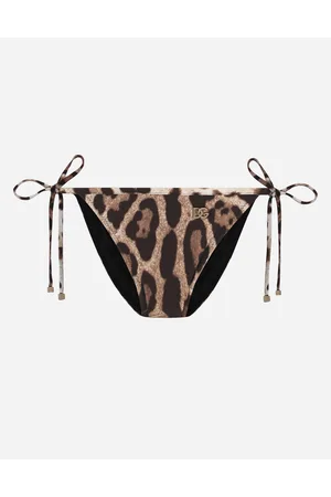 Dolce & Gabbana Slip De Bikini Con Cordones Y Estampado De Leopardo - Mujer Moda Baño Estampado Animal Punto 1