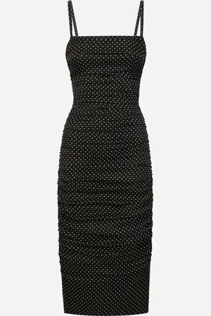 Dolce & Gabbana Vestido De Tubo De Charmeuse Con Estampado De Micropuntos: - Mujer Vestidos 36