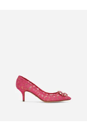 Dolce & Gabbana Pump In Taormina Lace With Crystals - Mujer Zapatos De Salón Y Destalonados Fucsia Encaje 35