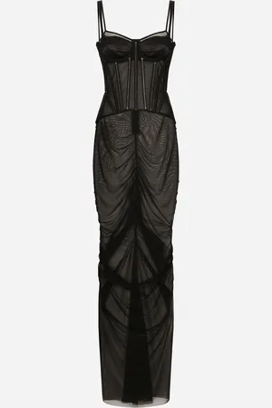 Dolce & Gabbana Vestido Largo Con Detalles Estilo Corsé De Tul - Mujer Vestidos 36