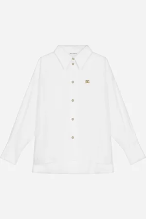 Dolce & Gabbana Camisa De Manga Larga De Popelina Con Logotipo Dg - Mujer Camisas Y Tops Algod�n 2 Years