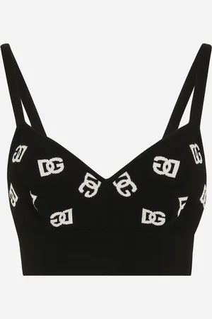 Dolce & Gabbana Top Sujetador De Viscosa Con Logotipo Dg Jacquard - Mujer Prendas De Punto Multicolor 40