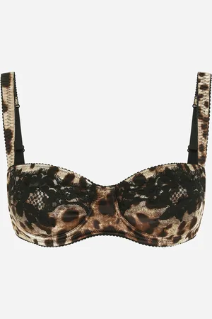 Dolce & Gabbana Sujetador Balconette En Raso Con Estampado De Leopardo Y Encaje - Mujer Lingerie Estampado Animal Algod�n 1b