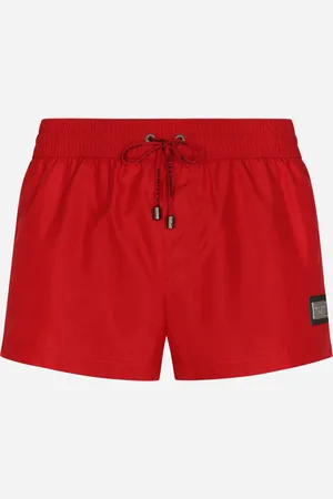 Dolce & Gabbana Short Swim Trunks With Branded Tag - Hombre Moda Baño Burdeos Tela 3