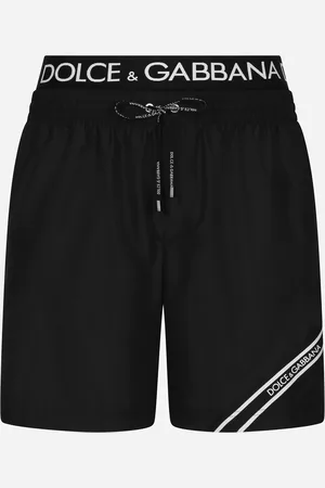 Dolce & Gabbana Mid-length Swim Trunks With Branded Band - Hombre Moda Baño Negro Tela 2