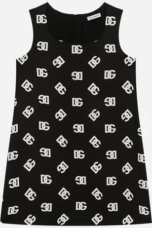 Dolce & Gabbana Charmeuse Dress With Dg Logo Print - Mujer Vestidos Negro 4 Years
