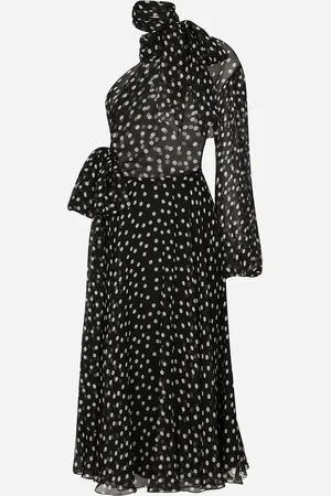 Dolce & Gabbana Vestido Con Hombro Descubierto De Chifón Con Estampado De Lunares - Mujer Vestidos 40