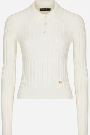 Dolce & Gabbana Polo Cropped De Viscosa Acanalada Con Logotipo Dg - Mujer Prendas De Punto 38