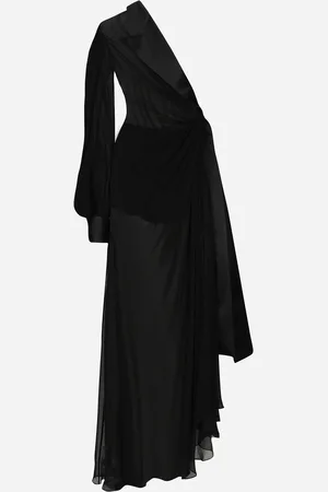 Dolce & Gabbana Vestido Largo De Chifón Con Hombro Descubierto - Mujer Vestidos Seda 36