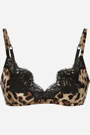 Dolce & Gabbana Sujetador De Copa Blanda En Raso Con Estampado De Leopardo Y Encaje - Mujer Lingerie Estampado Animal Raso 1