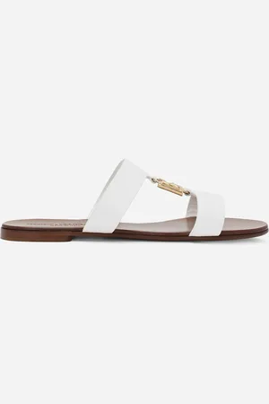 Dolce & Gabbana Sandalia En Piel De Becerro Con Logotipo Dg - Mujer Palas Piel 36