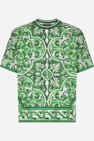 Dolce & Gabbana Camiseta De Algodón Con Estampado Maiolica - Hombre Camisetas Y Polos 46