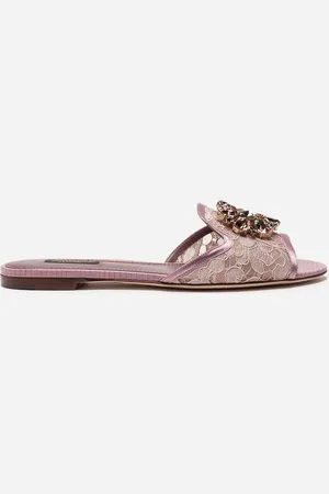 Dolce & Gabbana Sandalias De Pala De Encaje Con Cristales - Mujer Palas 36.5