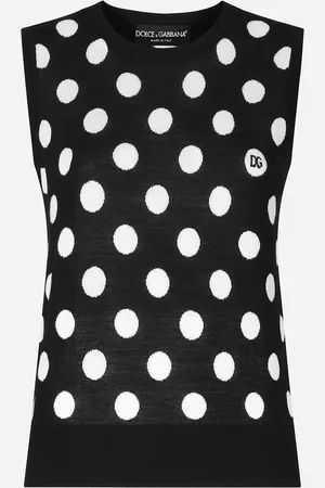 Dolce & Gabbana Camiseta Sin Mangas De Lana Y Seda Con Motivo De Lunares En Intarsia - Mujer Prendas De Punto Multicolor 36
