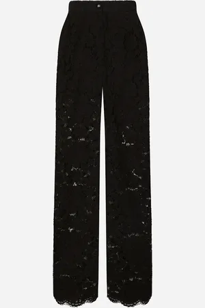 Dolce & Gabbana Pantalón Acampanado De Encaje Cordonetto Floral Con Logotipo Dg - Mujer Pantalones Largos Y Cortos 36