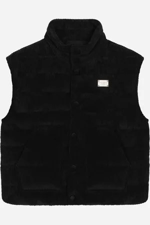 Dolce & Gabbana Plumífero Corto De Terciopelo Acanalado Con Placa Con Logotipo - Hombre Abrigos Y Chaquetones 12 Years
