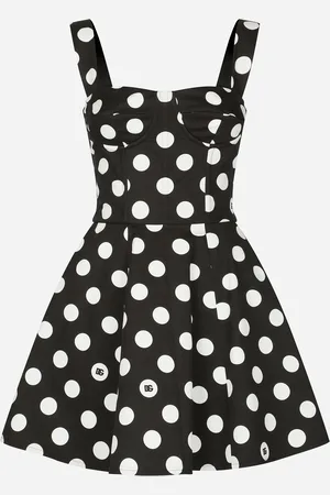 Dolce & Gabbana Minivestido Corsetero En Dril De Algodón Con Estampado De Lunares - Mujer Vestidos 48