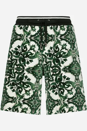 Dolce & Gabbana Bermudas Estilo Jogger De Chenilla Con Estampado Maiolica - Hombre Pantalones Largos Y Cortos Multicolor 52