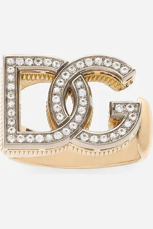 Dolce & Gabbana Logo Ring In Yellow And White 18kt Gold With Colourless Sapphires - Mujer Anillos Dorado 54