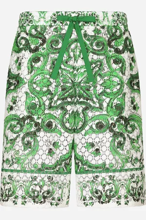 Dolce & Gabbana Bermudas Estilo Jogger De Ganchillo Con Estampado Maiolica - Hombre Pantalones Largos Y Cortos 48