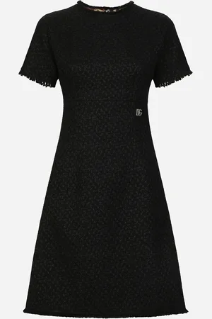 Dolce & Gabbana Vestido Midi De Tweed Raschel Con Logotipo Dg - Mujer Vestidos 36