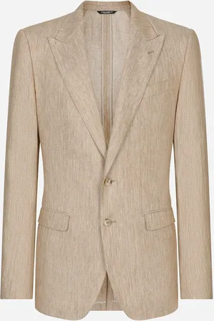 Dolce & Gabbana Chaqueta Taormina De Botonadura Sencilla En Lino - Hombre Trajes Y Americanas Beige 48