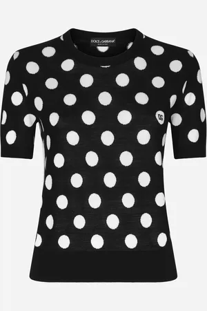 Dolce & Gabbana Camiseta Sin Mangas De Lana Y Seda Con Lunares En Intarsia - Mujer Prendas De Punto Multicolor 36