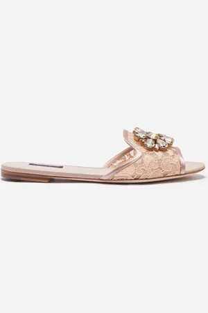Dolce & Gabbana Sandalias De Pala De Encaje Con Cristales - Mujer Palas 36