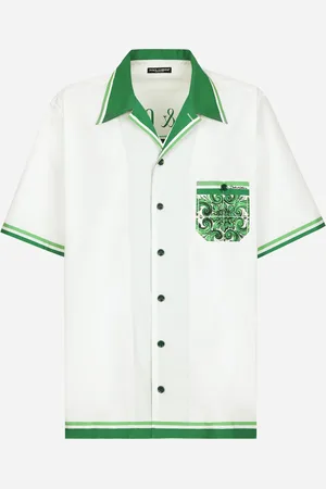 Dolce & Gabbana Camisa Hawaii De Popelina Con Estampado Maiolica - Hombre Camisas 40