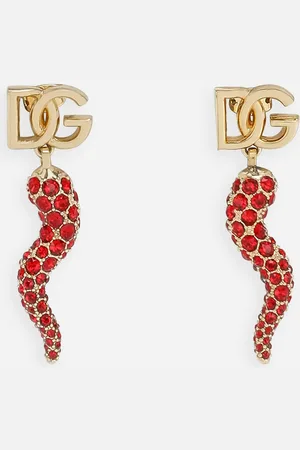 Dolce & Gabbana Pendientes Con Logotipo Dg Y Cuerno De Strass - Mujer Bisutería Metal Onesize