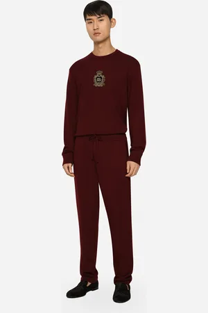 Dolce & Gabbana Pantalón De Chándal En Punto De Lana Y Cachemira - Hombre Pantalones Largos Y Cortos Burdeos Lana 48