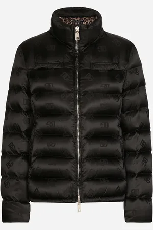 Dolce & Gabbana Plumífero Acolchado En Jacquard De Raso Con Motivo Integral Del Logotipo Dg - Mujer Abrigos Y Chaquetones 40