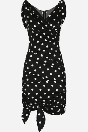 Dolce & Gabbana Vestido Midi Con Drapeados De Charmeuse Con Estampado De Lunares - Mujer Vestidos 36