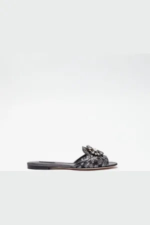 Dolce & Gabbana Sandalias De Pala De Encaje Con Cristales - Mujer Palas 36.5