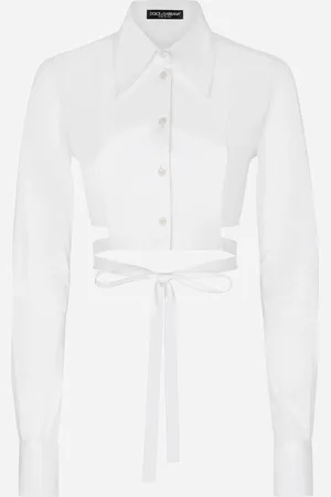 Dolce & Gabbana Camisa Corta De Algodón Con Cordones Cruzados - Mujer Camisas Y Tops 44