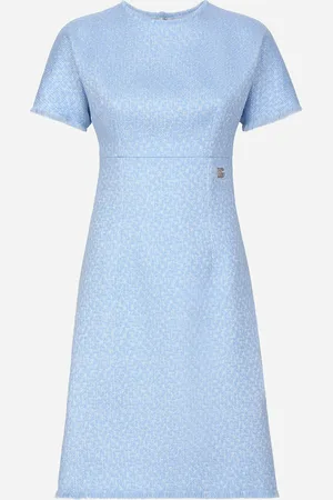 Dolce & Gabbana Vestido Midi De Tweed Raschel Con Logotipo Dg - Mujer Vestidos 46