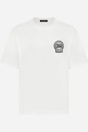Dolce & Gabbana Camiseta De Algodón Con Logotipo Bordado - Hombre Camisetas Y Polos 44