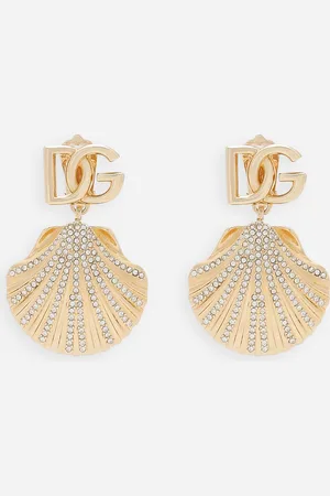 Dolce & Gabbana Pendientes Con Logotipo Dg Y Concha Adornada Con Strass - Mujer Bisutería Metal Onesize