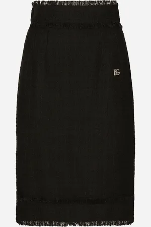 Dolce & Gabbana Falda Midi De Tweed Con Logotipo Dg - Mujer Faldas 36